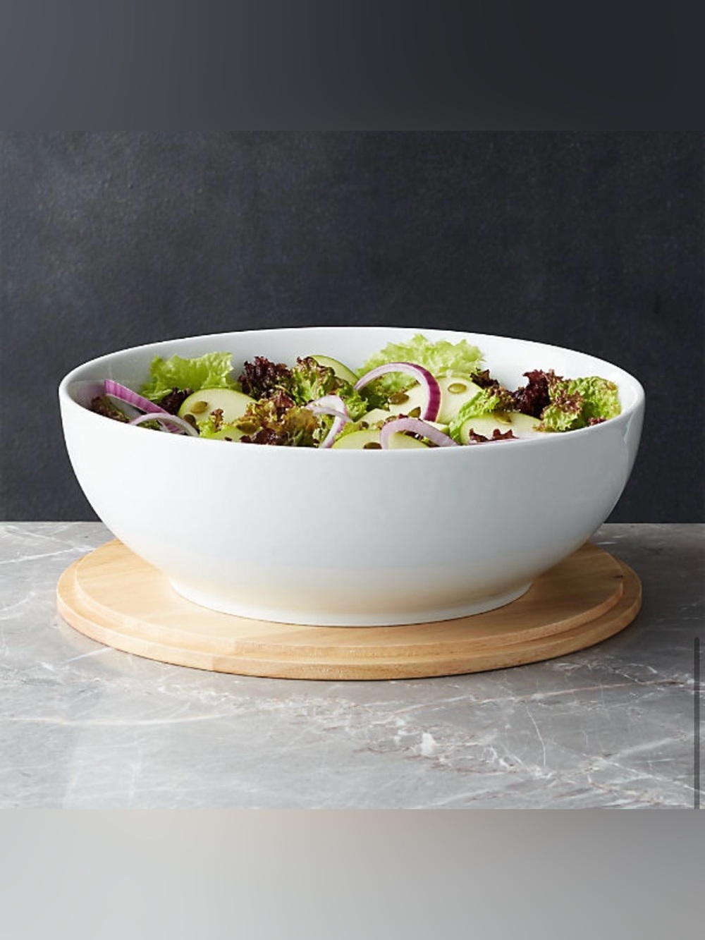 New! Crate&Barrel White Ceramic Bowl with Wood Lid